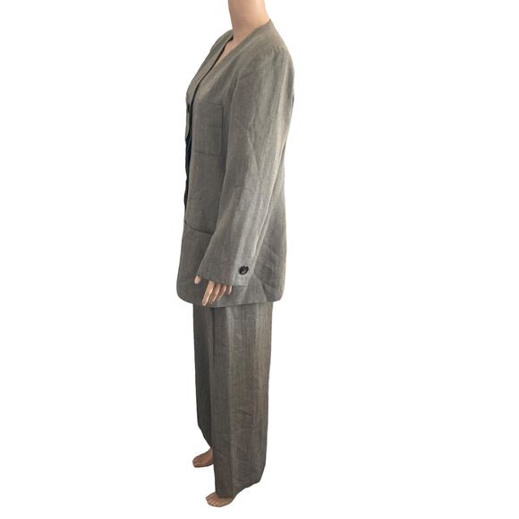 Albert Nipon Pant Suit 2 Piece Womens 16 Wool Blend Gray 5 Button - Picture 11 of 16